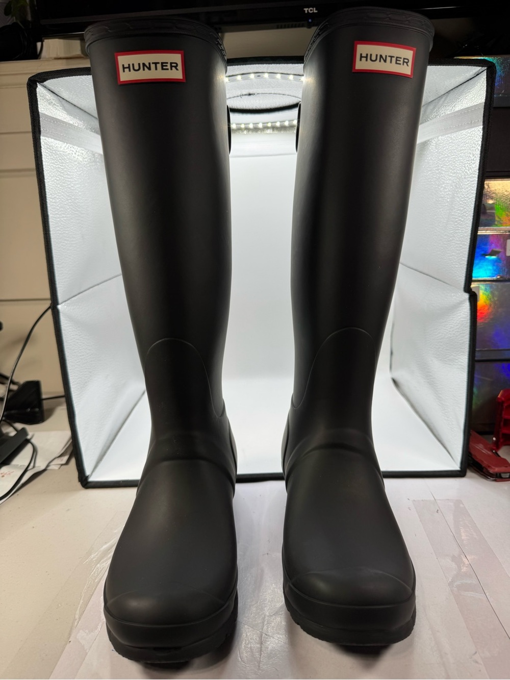 Hunter Women's Original Tall Back Adjustable Boot - Black on Red Box